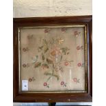 Two Victorian floral silk work pictures in rosewood frames