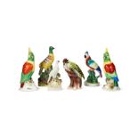 A collection of 19th century pottery and porcelain birds
