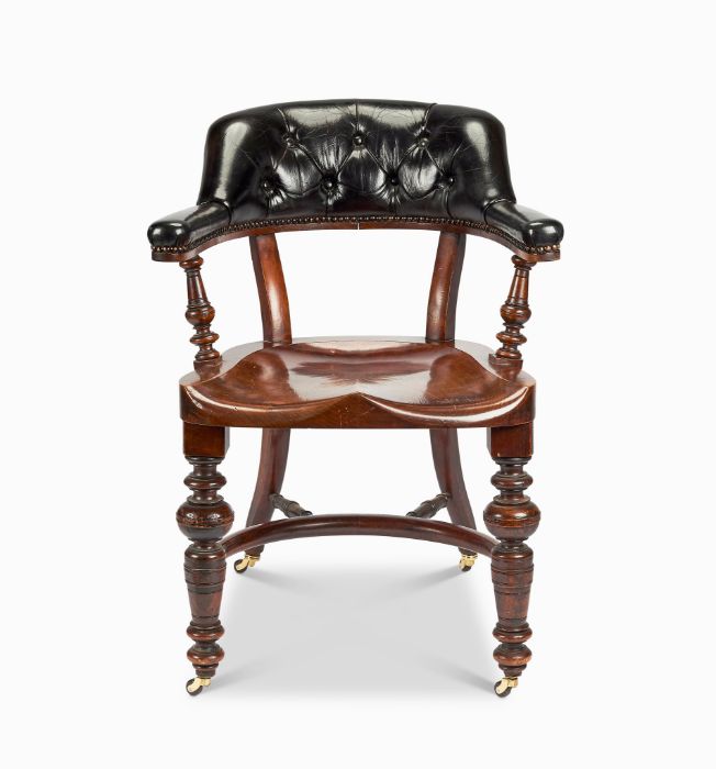 A Victorian walnut desk chair