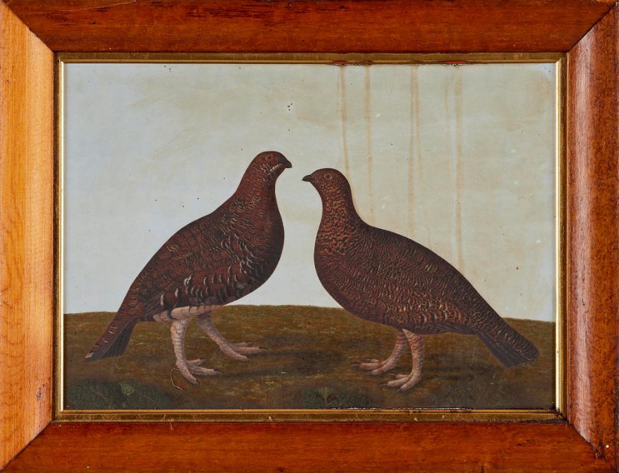 19th century Naive School, A pair of partridges