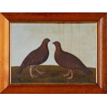 19th century Naive School, A pair of partridges