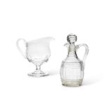A Victorian cut glass claret jug and a Lalique water jug