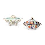 An early 19th century Staffordshire Imari tureen and cover and an Aesthetic period tureen and cover