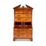 A George III mahogany secrétaire chest on chest