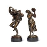 Charles Cumberworth (French 1811-1842), a pair of bronze peasant dancers