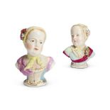 Two late 19th century Dresden porcelain busts of young girls