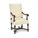 A late 19th century Flemish style walnut open armchair