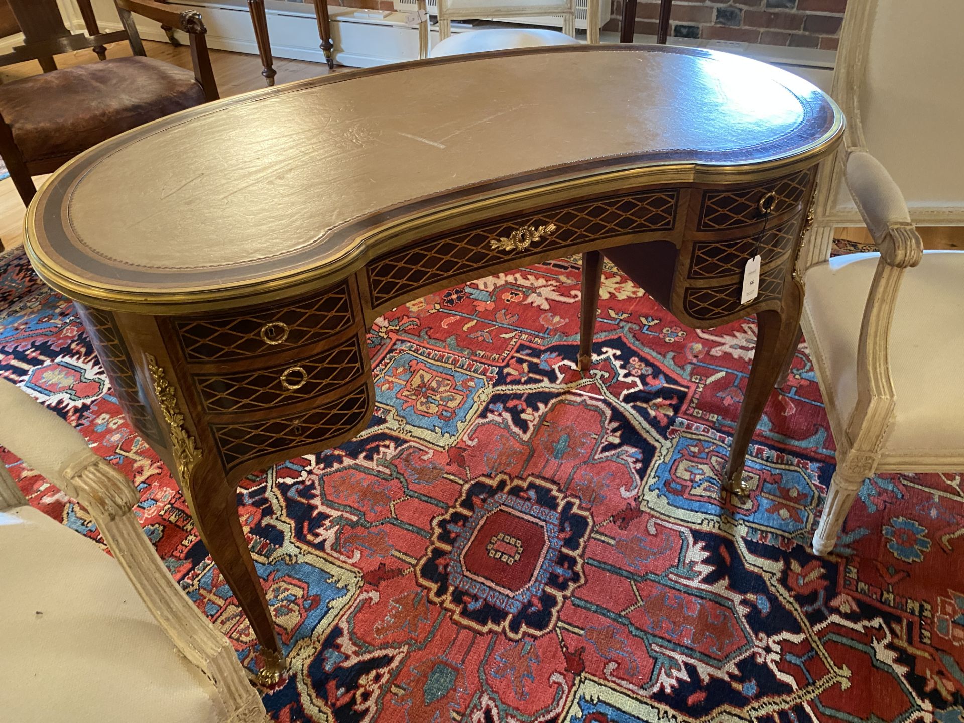 A late 19th century Louis XVI style mahogany and parquetry table à ecrire, by Paul Sormani, Paris - Image 2 of 6