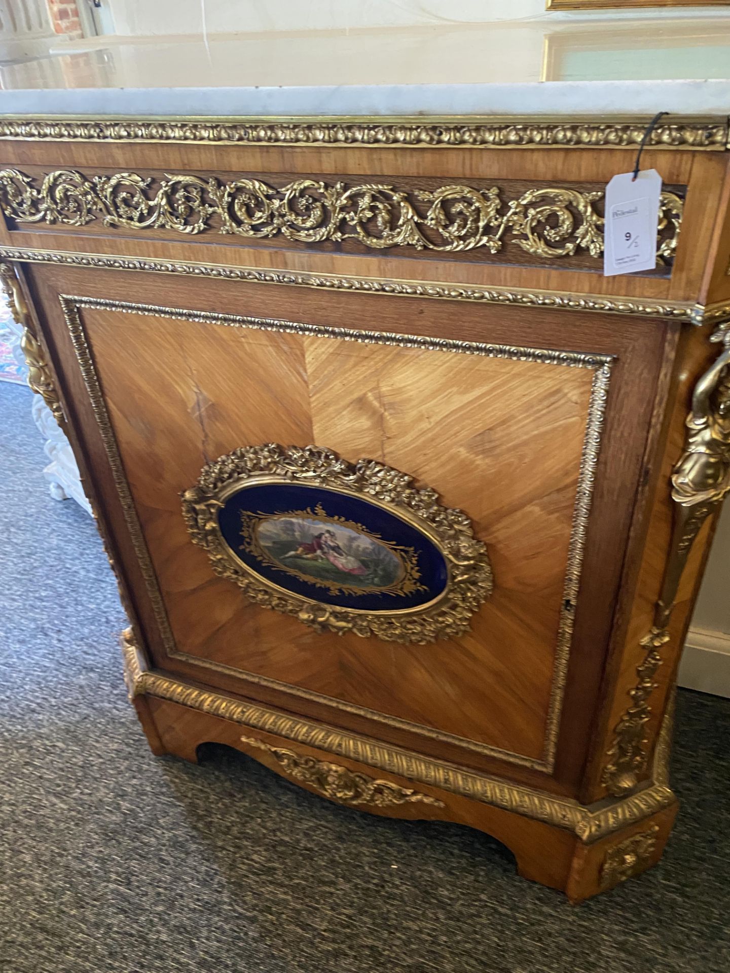 A pair of 19th century Louis XVI style kingwood and tulipwood side cabinets - Image 11 of 16