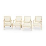 A set of four early 20th century Louis XVI style white painted fauteuils