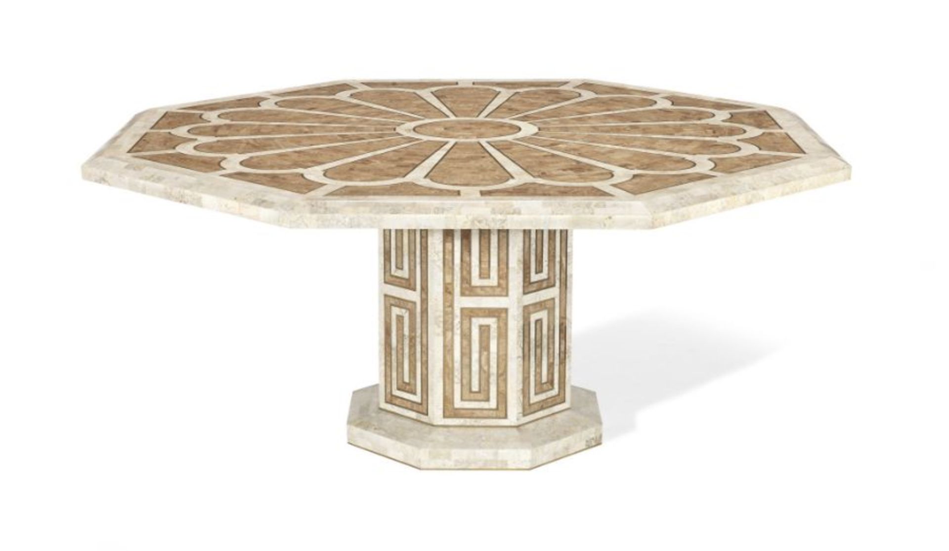 An octagonal marble veneered centre table