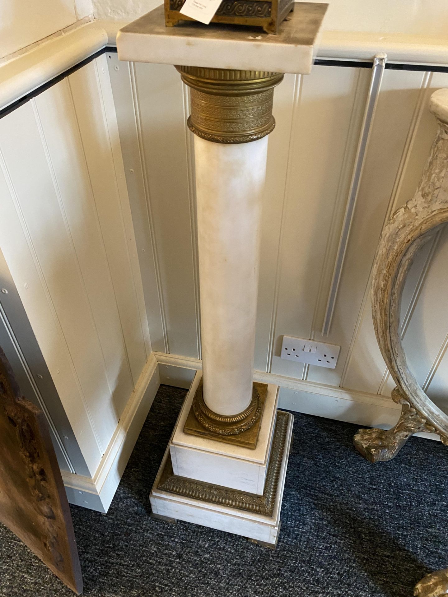 Two late 19th / early 20th century white marble and gilt bronze mounted pedestals - Image 4 of 13