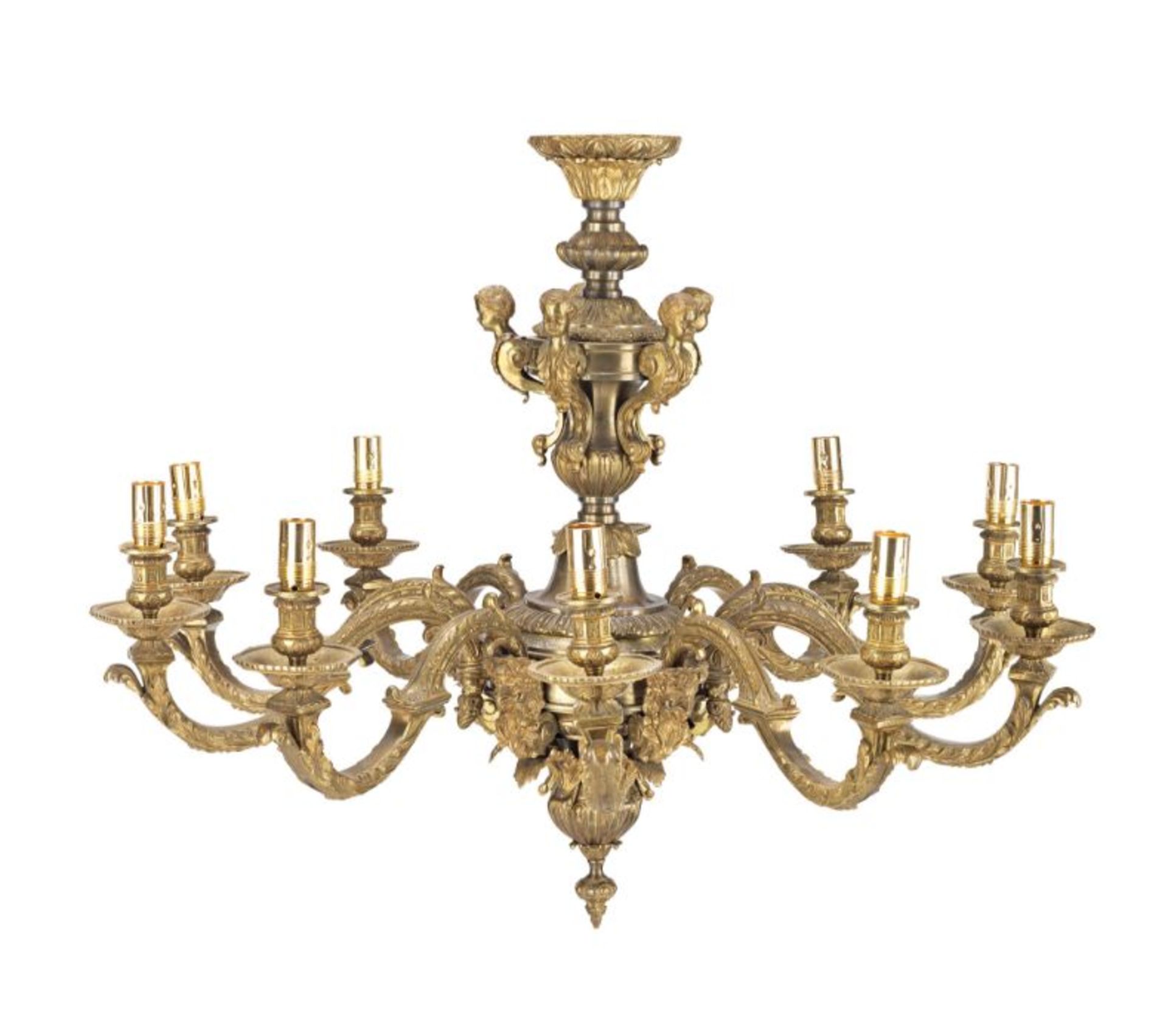 A 20th century Louis XIV style gilt-bronze ten-light chandelier