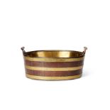 A George III mahogany and brass bound wine cooler