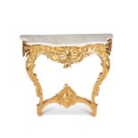 A 19th century Louis XV style giltwood serpentine console table