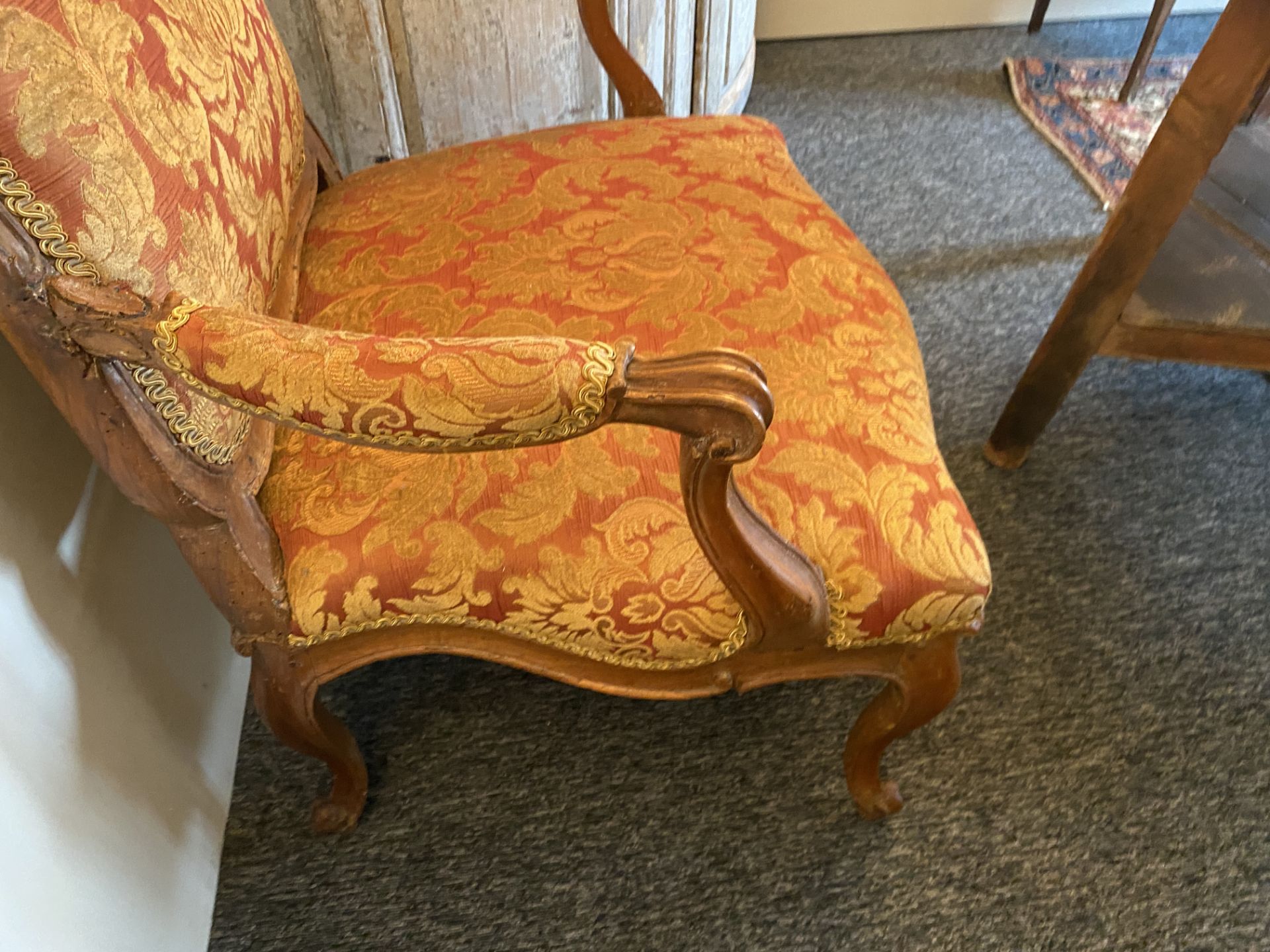 A Louis XV walnut fauteuil and pair of chaises - Image 13 of 26