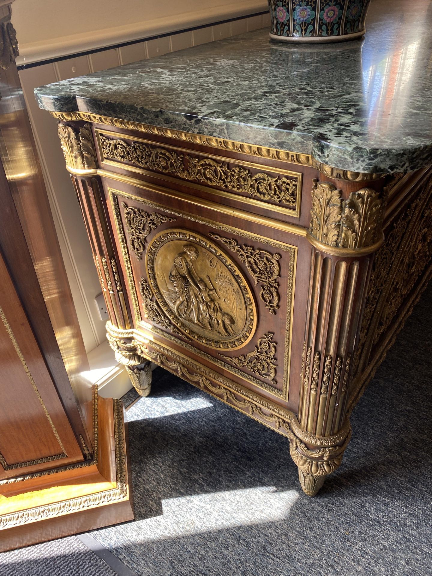 A late 19th century Louis XVI style mahogany and gilt bronze mounted commode à vantaux - Image 4 of 14