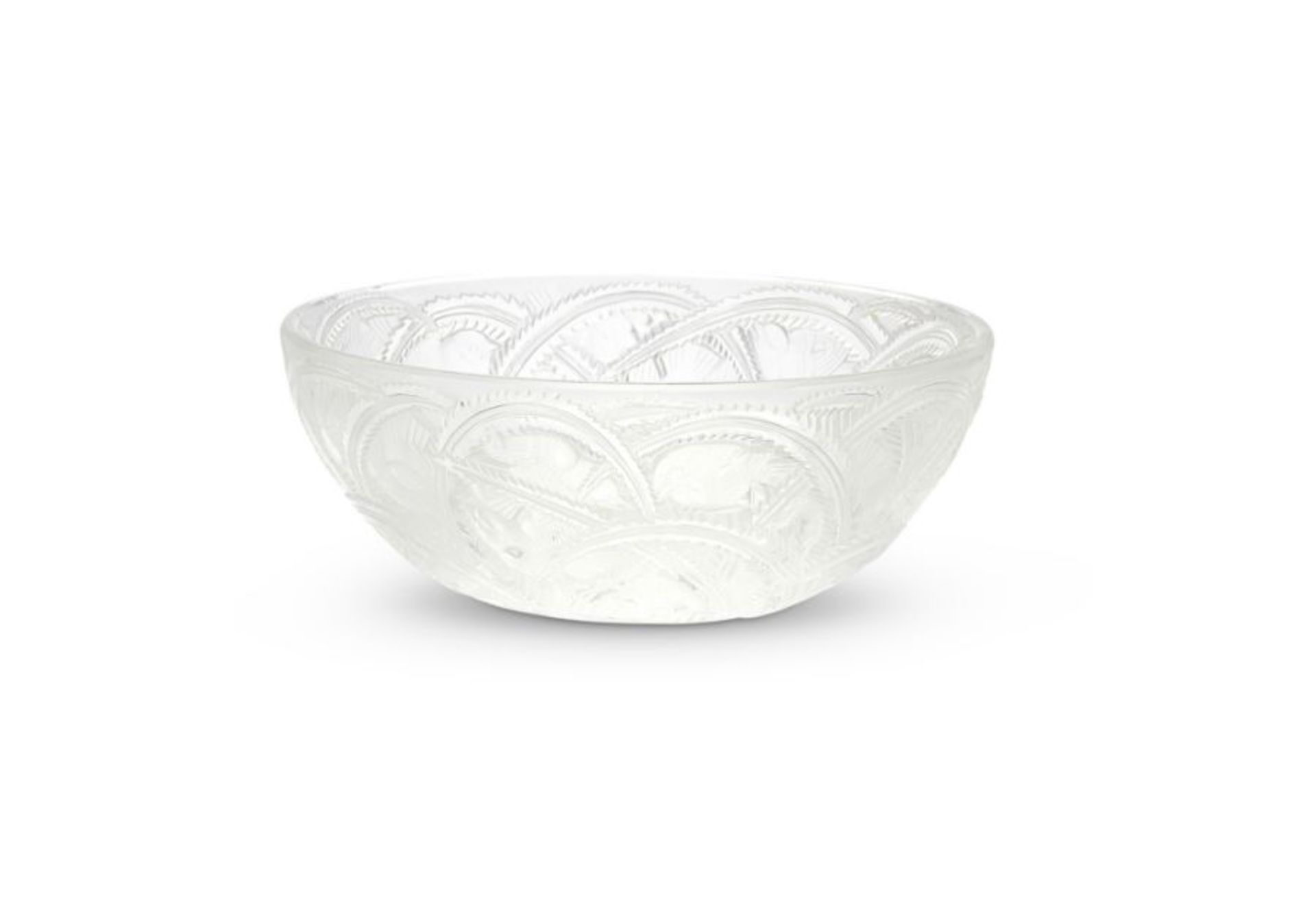 A Lalique 'Pinsons' clear frosted glass bowl