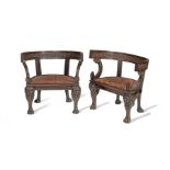 A pair of late 19th / early 20th century Italian stained beech klismos armchairs
