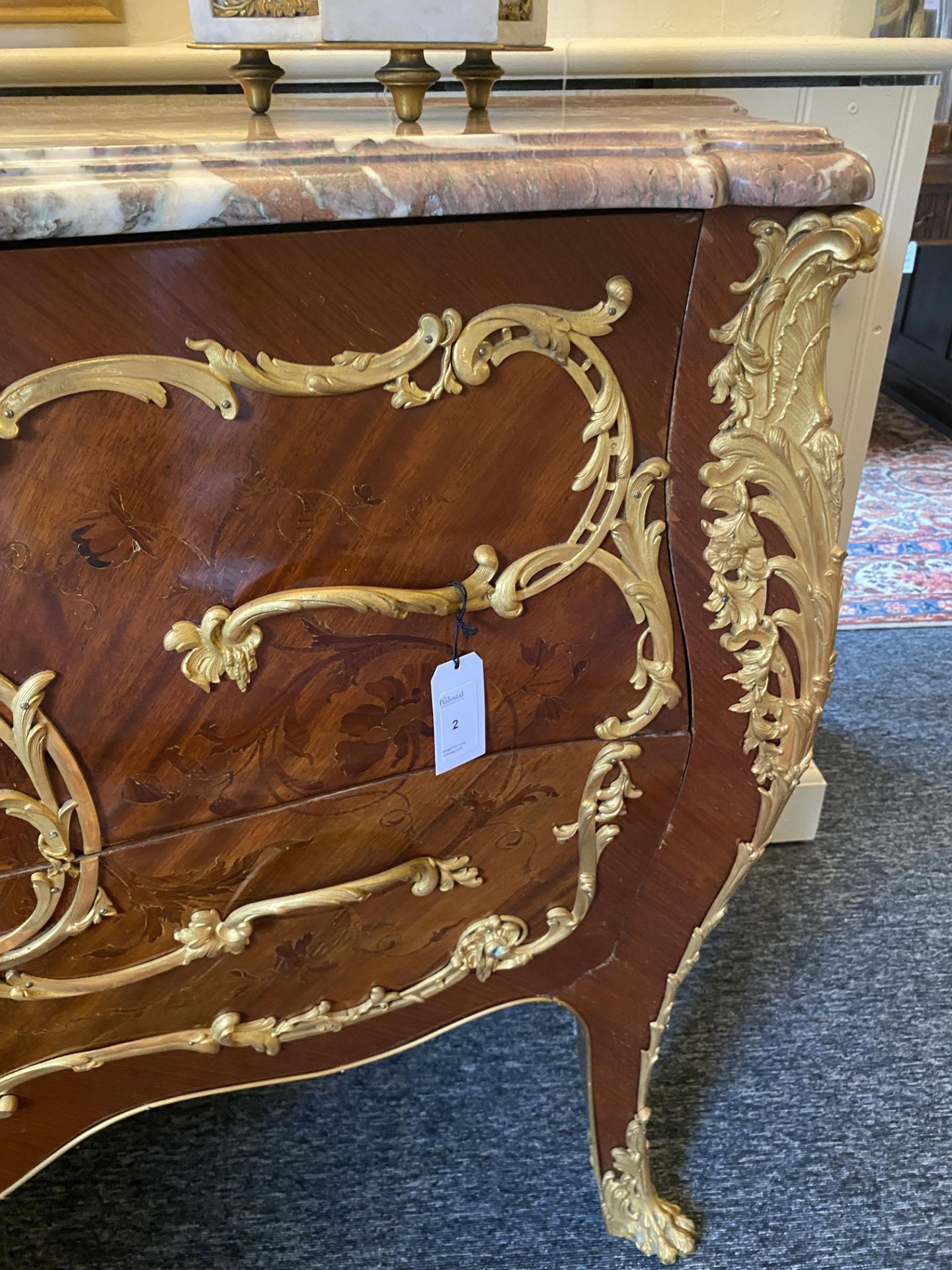 A late 19th century / early 20th century Louis XV style kingwood and marquetry commode retailed by M - Image 3 of 10