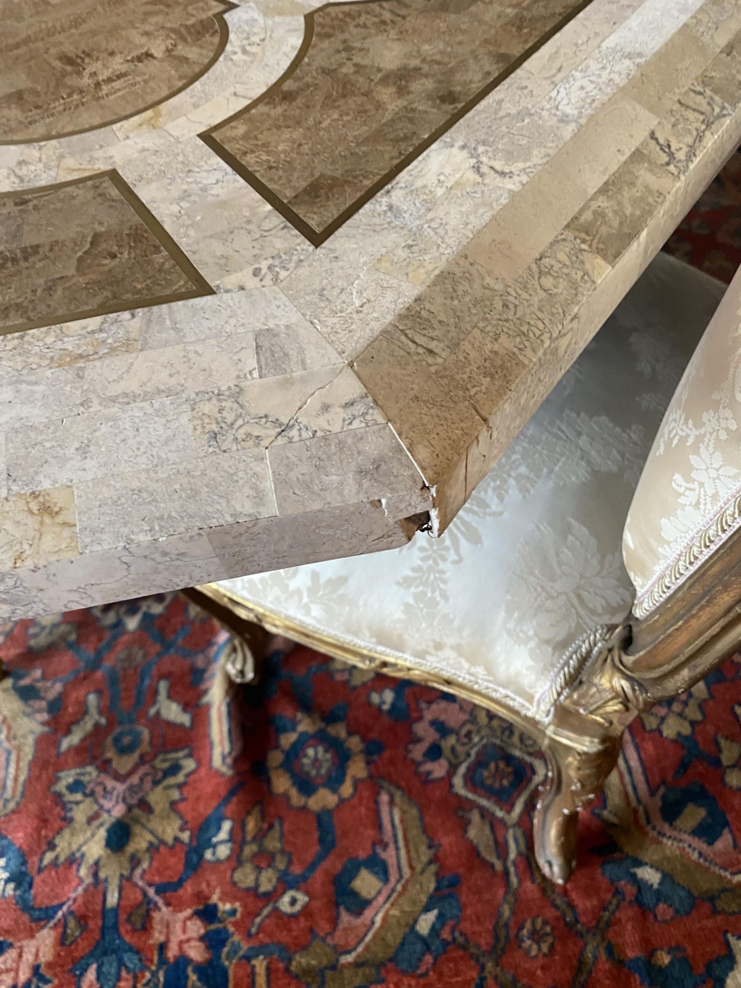 An octagonal marble veneered centre table - Image 6 of 12