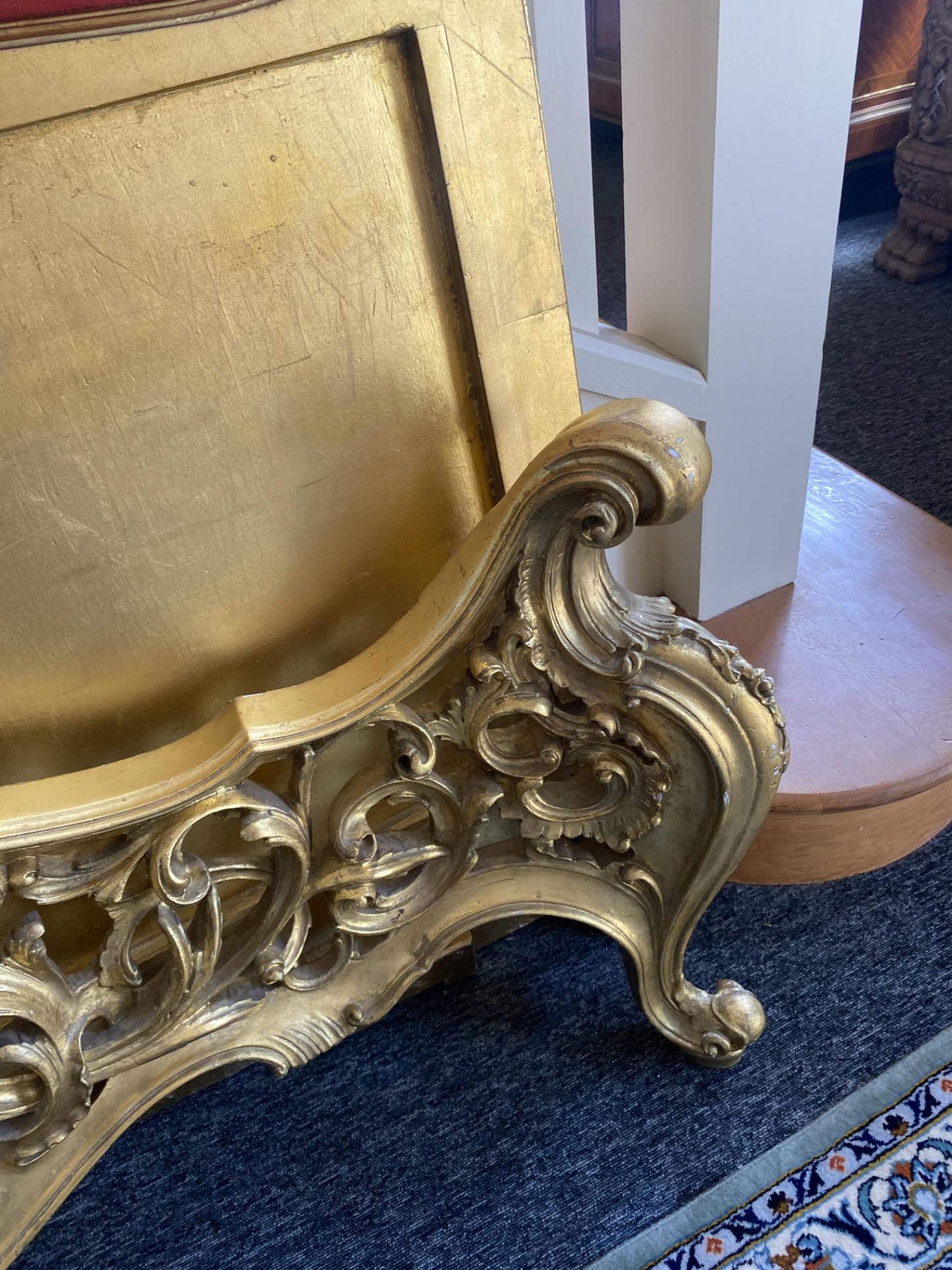 A 19th century and later rococo style carved giltwood bed - Image 7 of 10