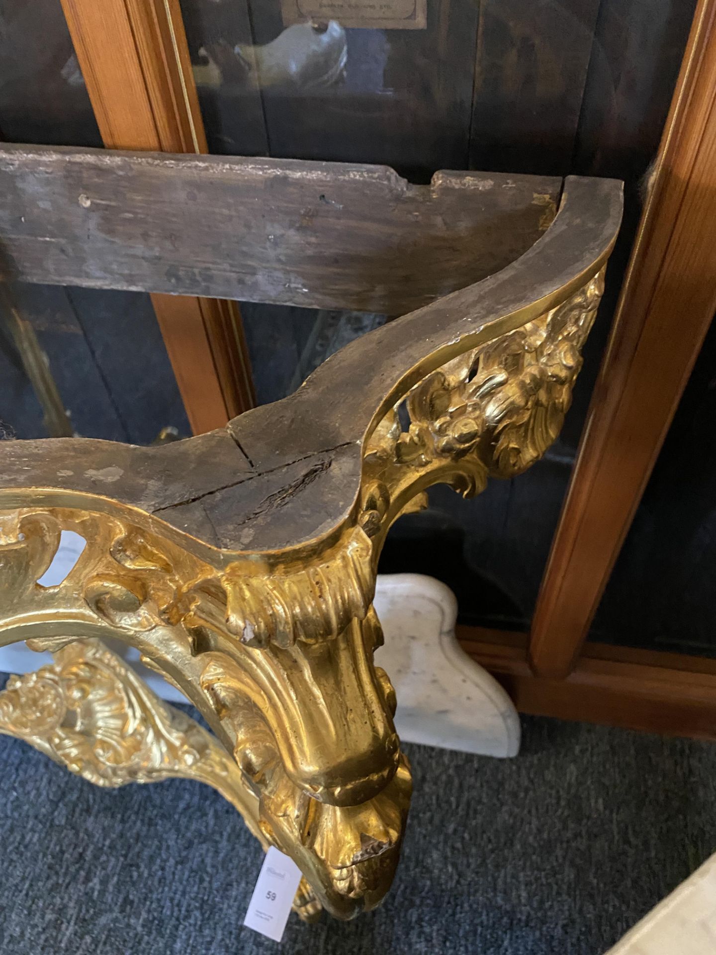 A 19th century Louis XV style giltwood serpentine console table - Image 4 of 8