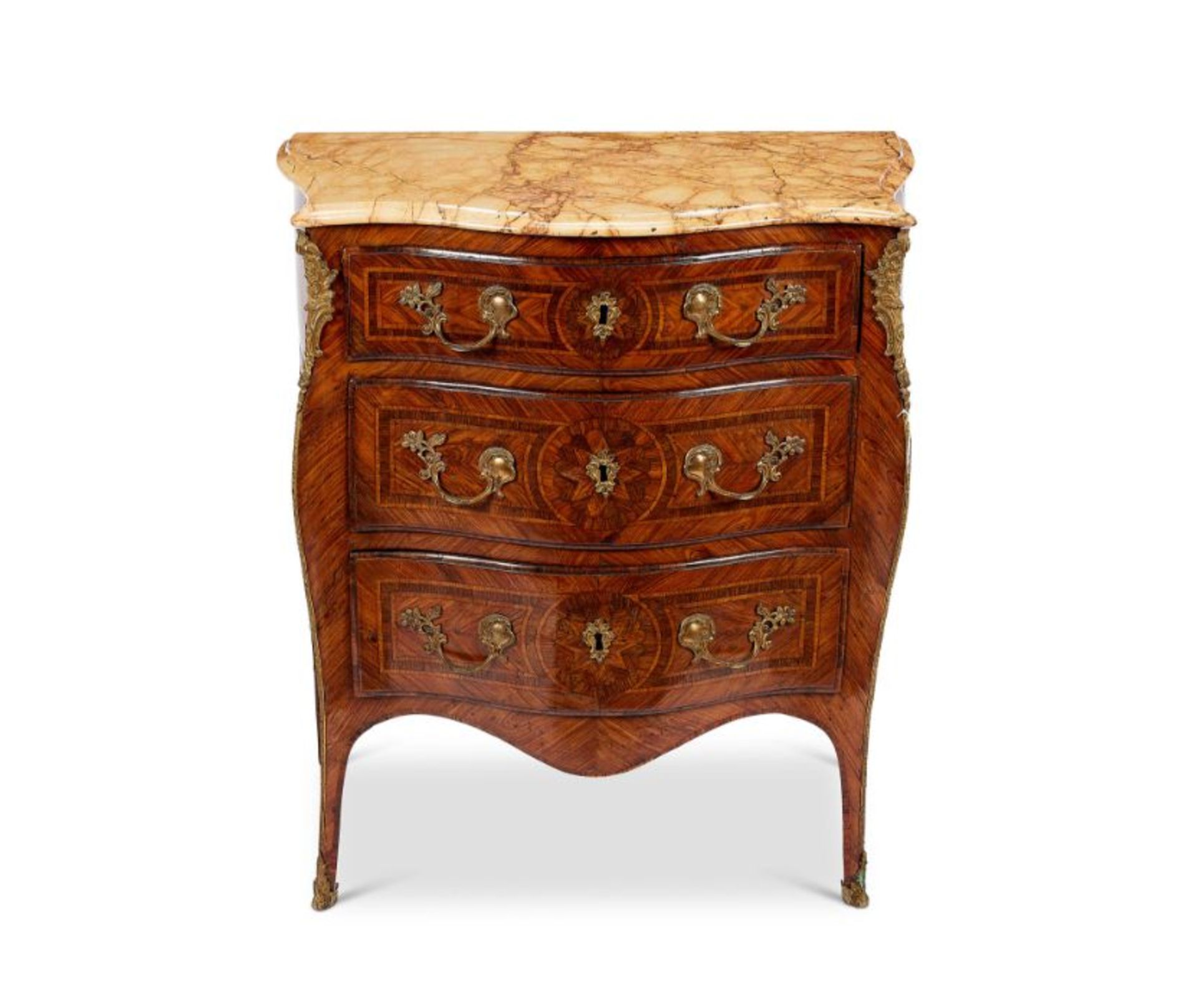 An 18th century Neapolitan kingwood serpentine petit commode