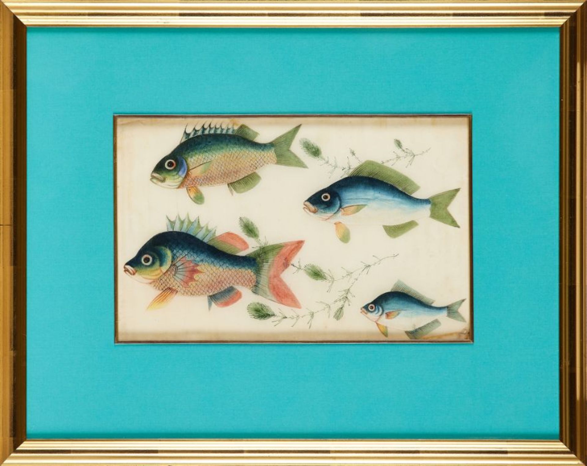 A pair of 19th century framed Chinese watercolours of exotic fish