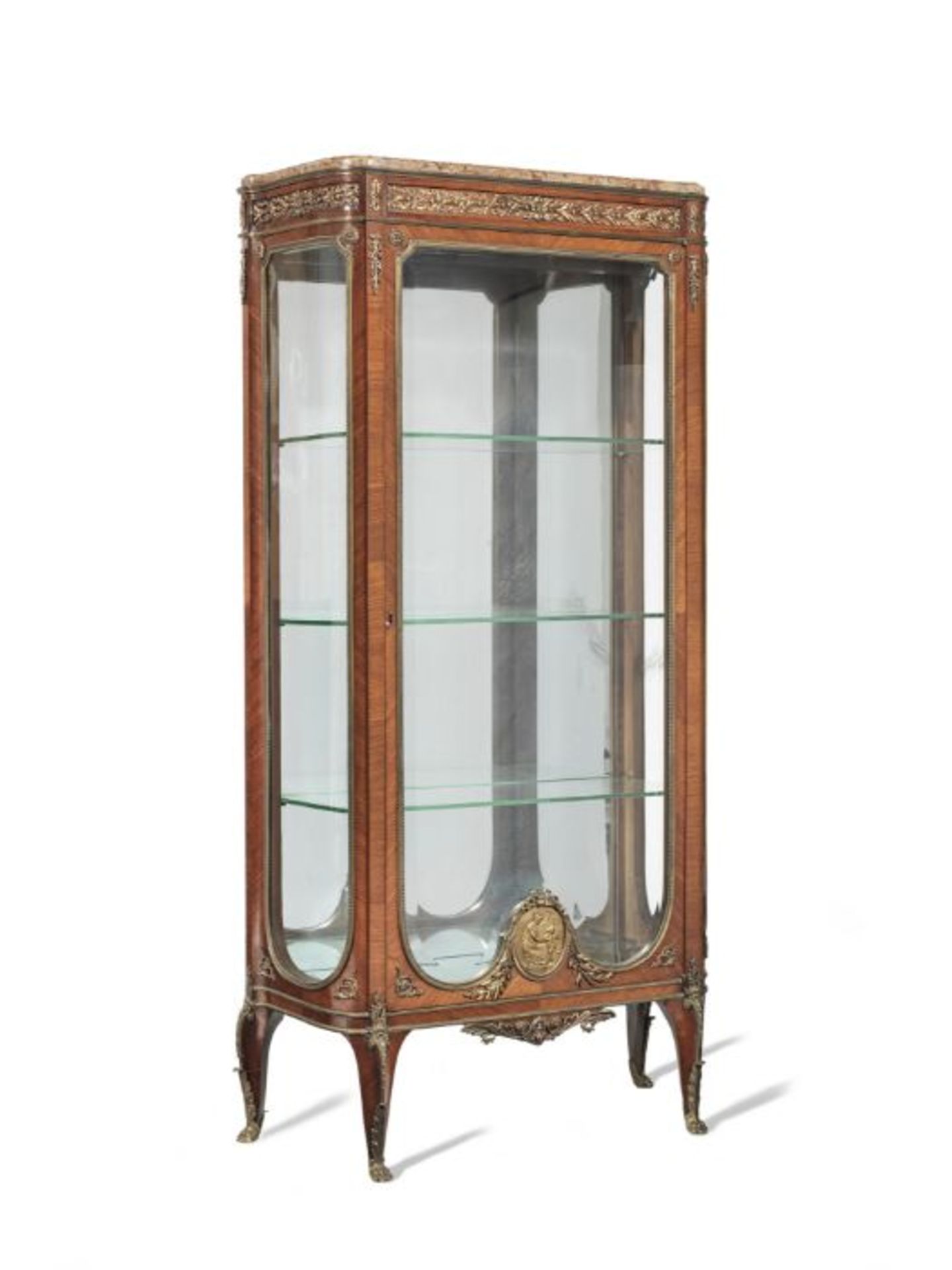 A 19th century French kingwood and gilt bronze mounted display cabinet