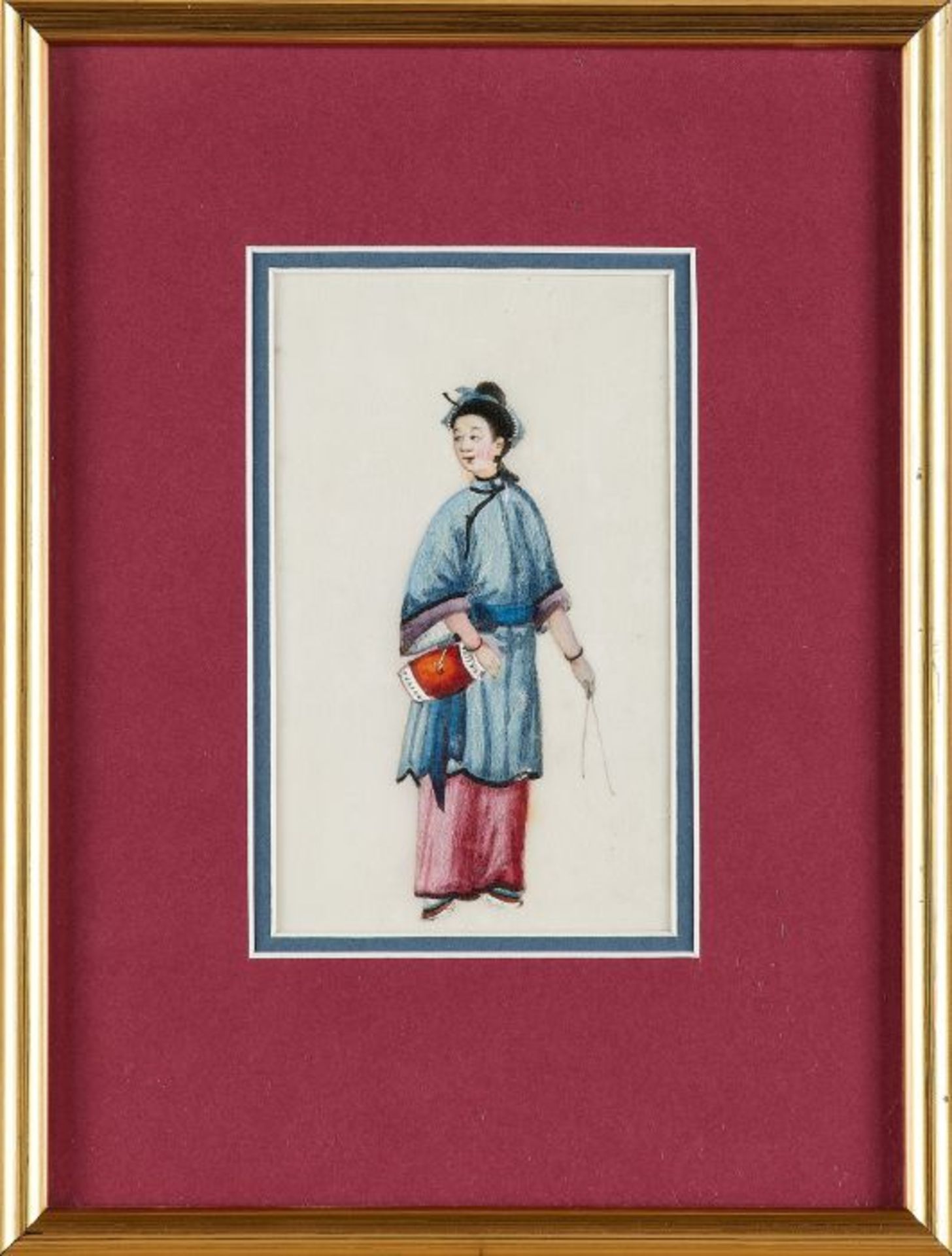 A group of eight 19th century Chinese framed watercolours - Image 6 of 8