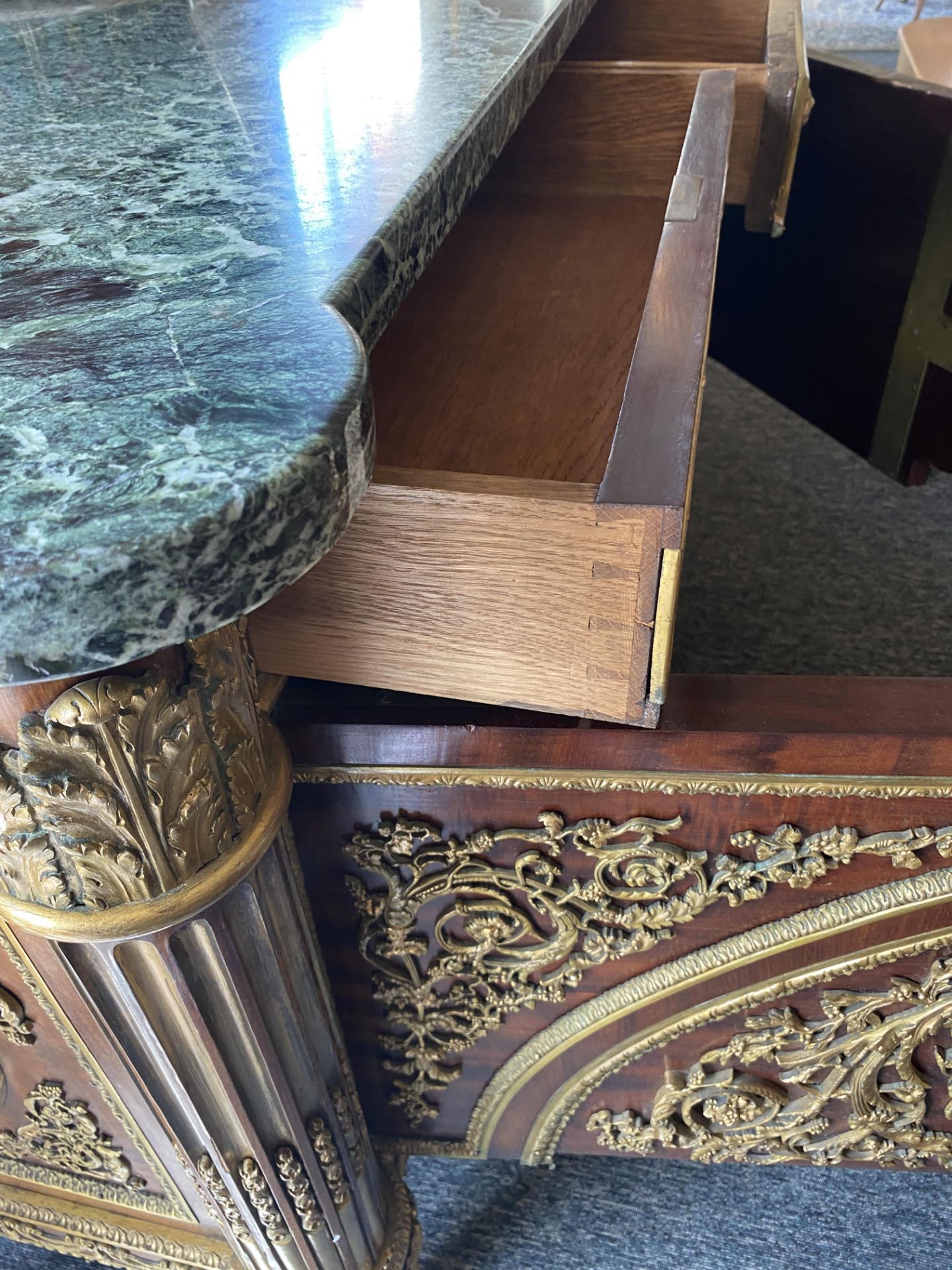 A late 19th century Louis XVI style mahogany and gilt bronze mounted commode à vantaux - Image 14 of 14