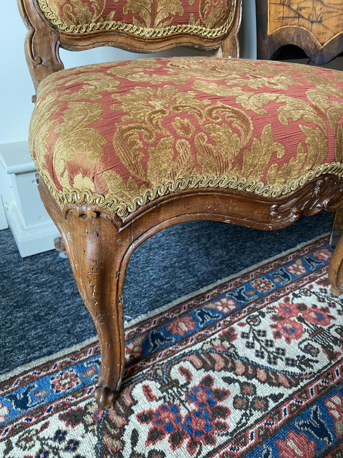 A Louis XV walnut fauteuil and pair of chaises - Image 4 of 26