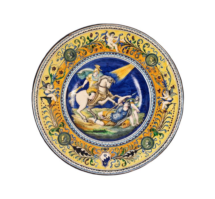 A maiolica charger, late 19th century