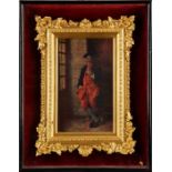 19th century English school, A gentleman in 18th century costume standing by a window