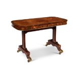 A Regency rosewood and brass marquetry library table