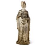 A late 15th century carved marble female standing figure of the Virgin