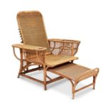 An early 20th century wicker reclining steamer chair by Dryad