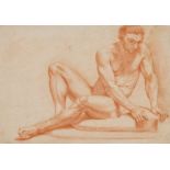 Seated male nude, French School, 18th century