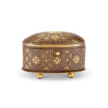 A 19th century Spanish damascened metalwork small casket