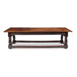 A 19th century oak refectory dining table in the 17th century style