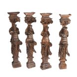 A set of four oak caryatids, 17th century style