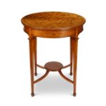 A Edwardian satinwood and sycamore marquetry circular occasional table