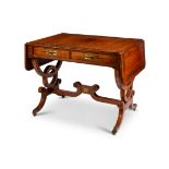 A Regency rosewood and brass marquetry sofa table