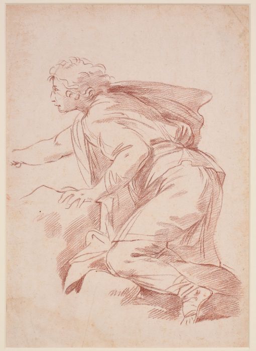 A male figure kneeling in profile, circa 1750, attributed to Edme Bouchardon (1698-1762)