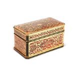 A mid 19th century red tortoiseshell and brass inlaid ‘Boulle’ tea caddy