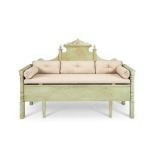 A late 19th century Swedish green painted settle / day bed