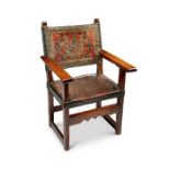 An 18th century Spanish Colonial walnut open armchair