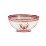 A large early 20th century Chinese Export armorial porcelain bowl made for the American market