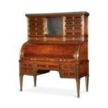 A late 18th century Louis XVI / Directoire mahogany and brass cylinder bureau